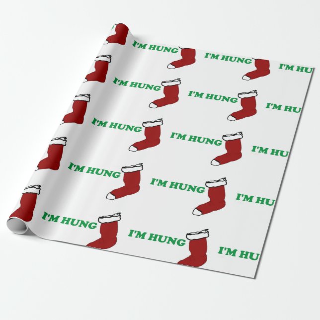 Christmas I'm hung xmas funny Wrapping Paper (Unrolled)