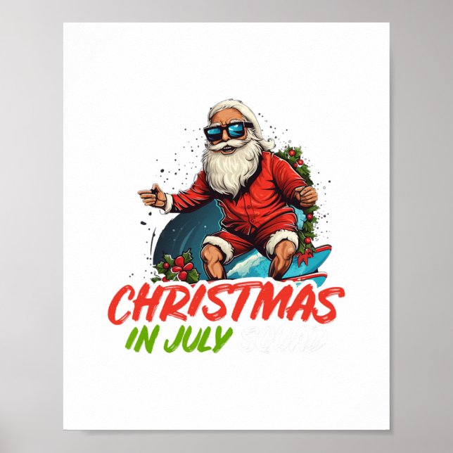 christmas im july  summer santa claus beach hawaii poster (Front)