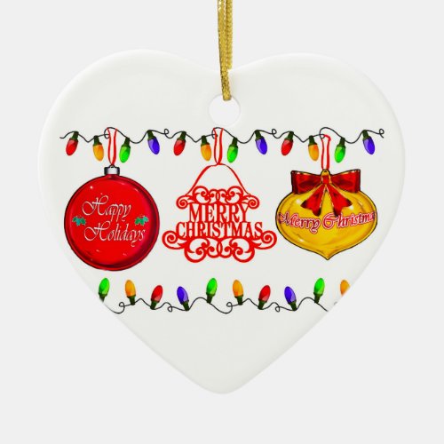 Christmas Heart Double-Sided Ceramic Christmas Ornament