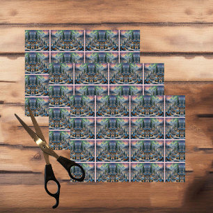 Christmas in a mountain village, polar lights tissue paper