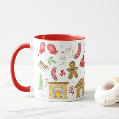 Christmas in a mug with Christmas illustrations