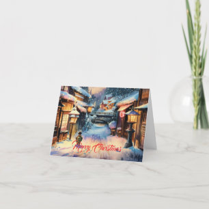 Christmas in a Snowy Japanese Village Holiday Card