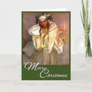 Christmas In America - Alphonse Mucha Holiday Card
