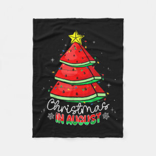 Christmas In August Funny Watermelon Xmas Tree Fleece Blanket