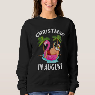 Christmas In August Santa Flamingo Summer Vacation Sweatshirt