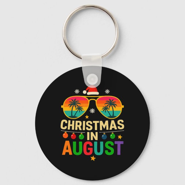 Christmas In August Summer Vacation Christmas  Keychain (Front)