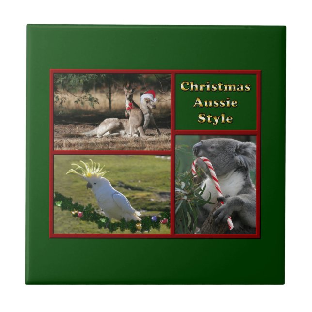Christmas in Australia Ceramic Tile (Front)