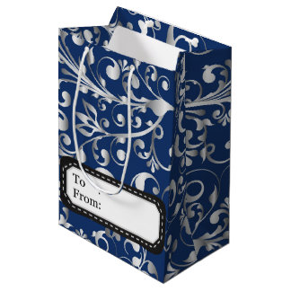 Christmas in blue & silver medium gift bag