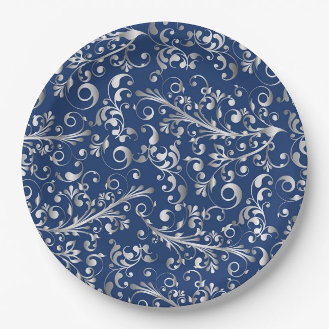 Christmas in blue & silver paper plates (Front)