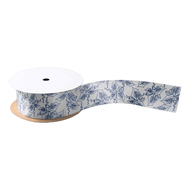 Christmas in blue & silver satin ribbon (Spool)