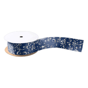 Christmas in blue & silver satin ribbon