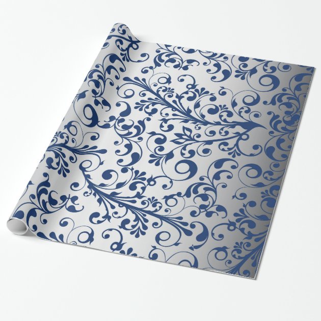 Christmas in blue & silver wrapping paper