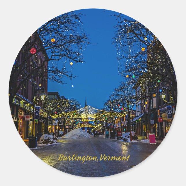 Christmas in Burlington, Vermont Classic Round Sticker (Front)