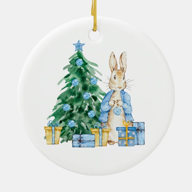 Christmas in CozyBun forest. Ceramic Ornament (Back)