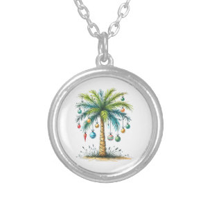 Christmas In December Tropical Christmas Beach Pal Silver Plated Necklace