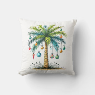 Christmas In December Tropical Christmas Beach Pal Throw Pillow