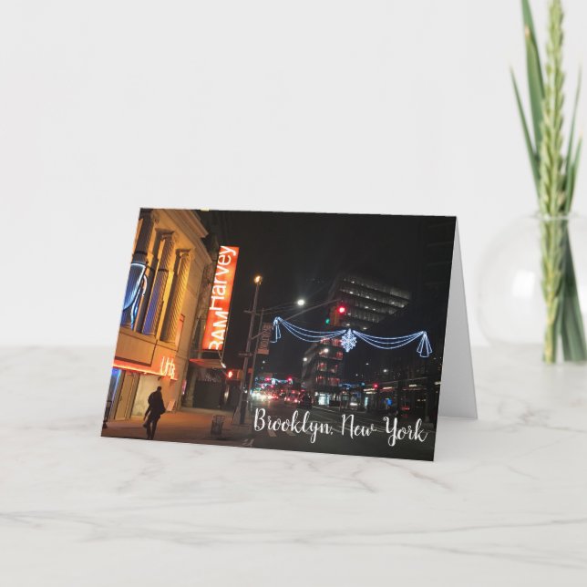 Christmas in Downtown Brooklyn NYC Photography Holiday Card (Front)