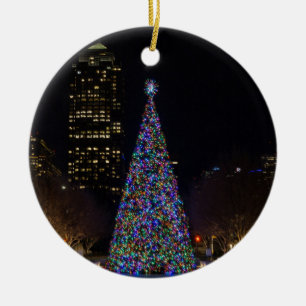 Christmas In Downtown Dallas Ceramic Ornament