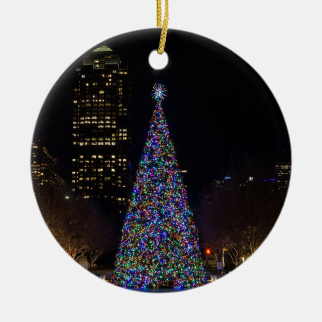 Christmas In Downtown Dallas Ceramic Ornament (Front)