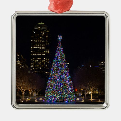 Christmas In Downtown Dallas Metal Ornament