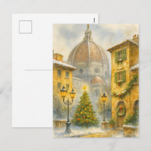 Christmas in Florence Italy   Duomo Holiday Art  Postcard