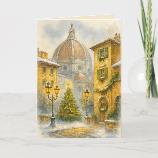Christmas in Florence Italy Watercolor Canvas  Card (Front)