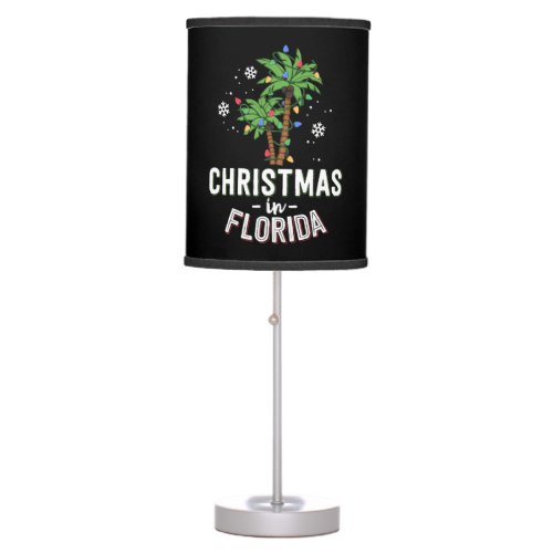 Christmas In Florida Deck The Palm Trees Family Table Lamp