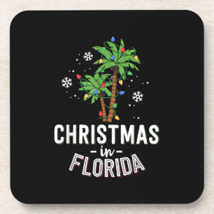 Christmas In Florida Deck The Palm Trees Family Va Beverage Coaster