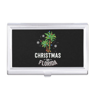 Christmas In Florida Deck The Palm Trees Family Va Business Card Case