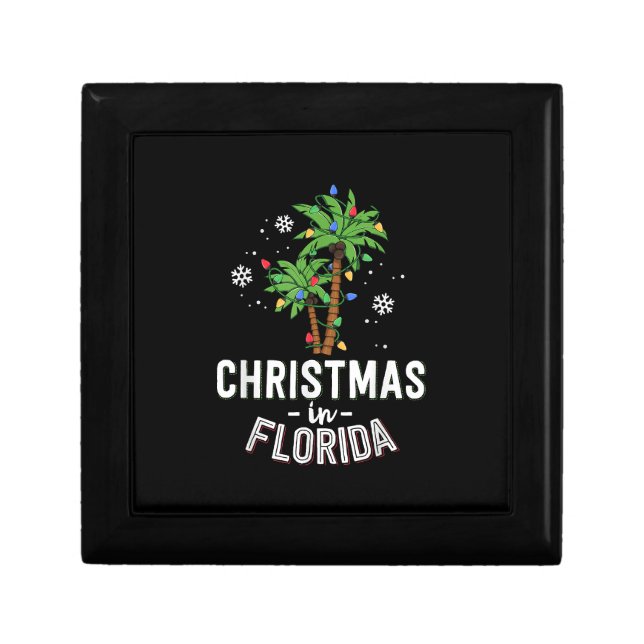 Christmas In Florida Deck The Palm Trees Family Va Gift Box (Front)