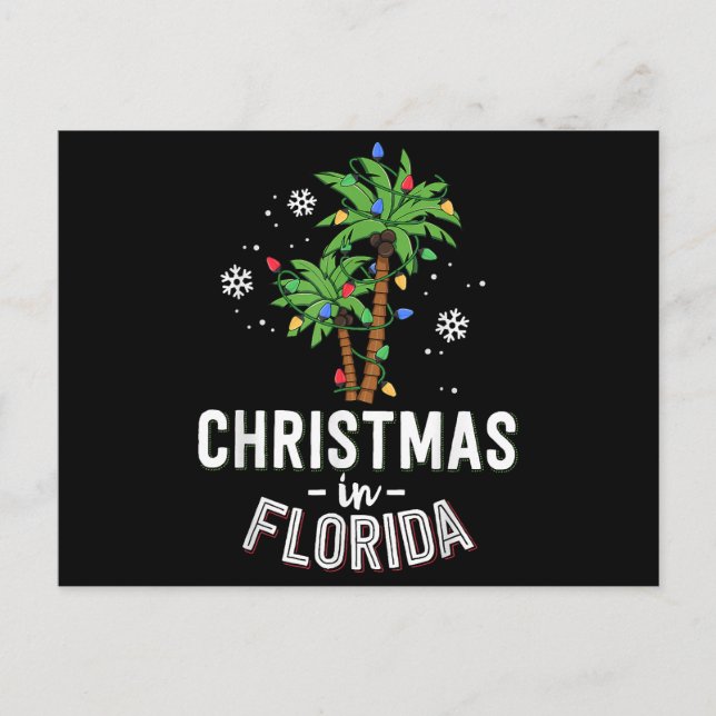 Christmas In Florida Deck The Palm Trees Family Va Postcard (Front)
