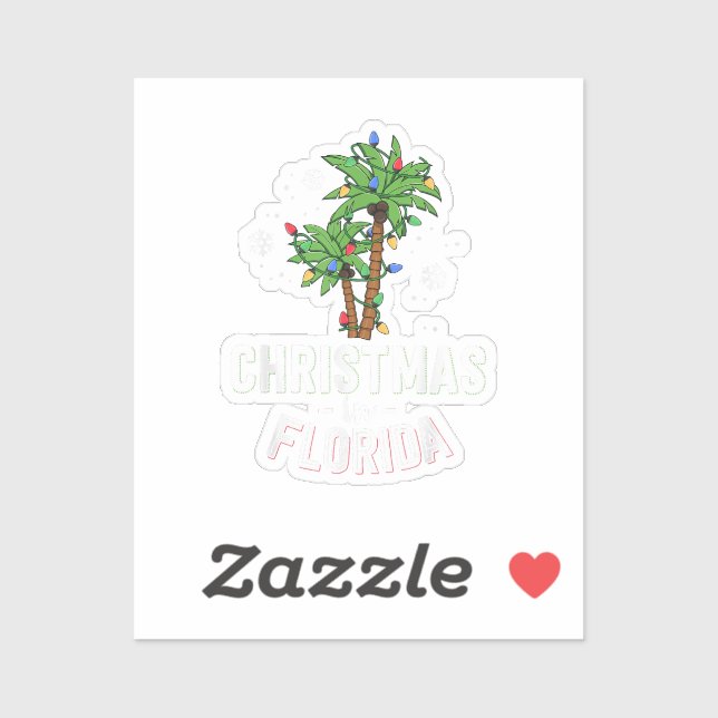 Christmas In Florida Deck The Palm Trees Family Va Sticker (Sheet)