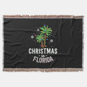 Christmas In Florida Deck The Palm Trees Family Va Throw Blanket