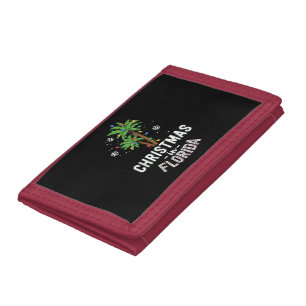 Christmas In Florida Deck The Palm Trees Family Va Tri-fold Wallet