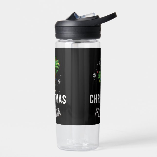 Christmas In Florida Deck The Palm Trees Family Va Water Bottle (Left)