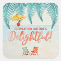 Christmas in Florida Delightful Weather Watercolor Square Sticker