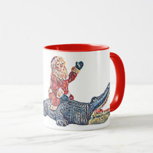 Christmas in Florida Santa Claus riding Alligator Mug