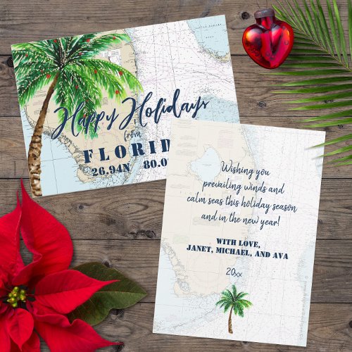 Christmas in Florida Tropical Happy Holidays Holiday Card