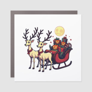 Christmas in Halloween Reindeer Pumpkin Presents Car Magnet