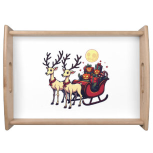 Christmas in Halloween Reindeer Pumpkin Presents Serving Tray