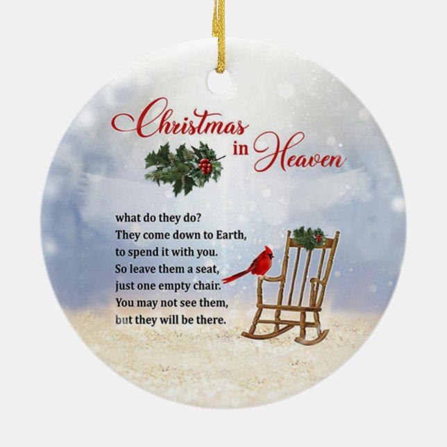 Christmas in Heaven - Empty Chair Ceramic Ornament (Back)