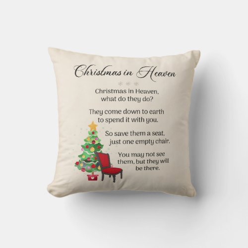 Christmas In Heaven _ Empty Chair Throw Pillow