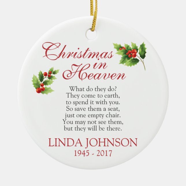 Christmas in Heaven Memorial Ornament (Front)