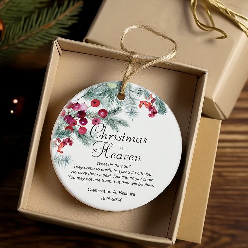 Christmas In Heaven Memorial Photo Ceramic Ornament