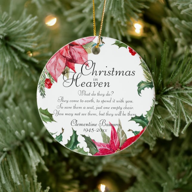 Christmas In Heaven Memorial Photo Ceramic Ornament (Tree)