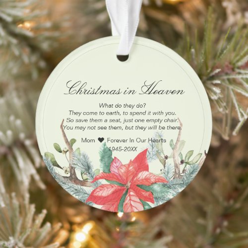 Christmas In Heaven Memorial Photo Keepsake Ornament