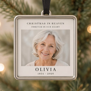 Christmas in Heaven Personalized Memorial Photo Metal Ornament