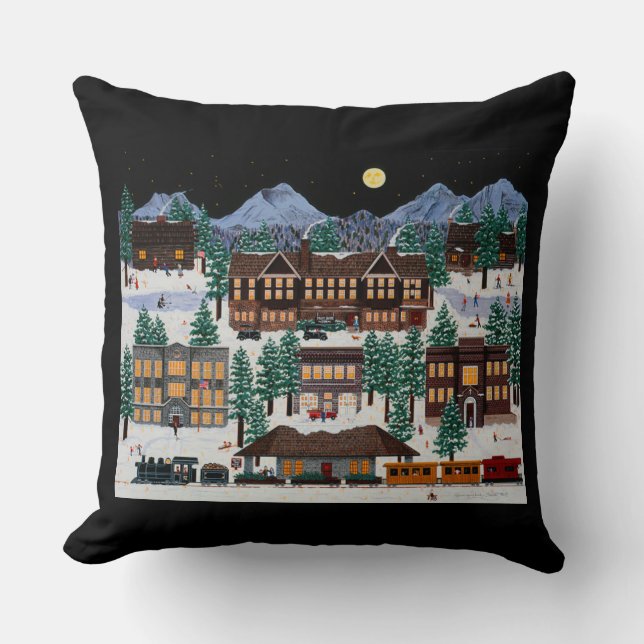 "Christmas in Historic Bend, Oregon" Throw Pillow (Front)
