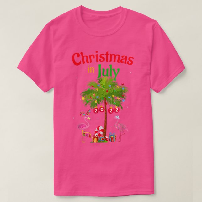 Christmas In July 2022 s for Women Funny Pink Flam T-Shirt (Design Front)