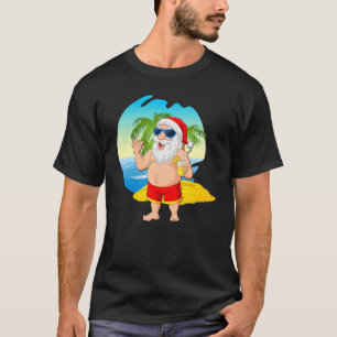 Christmas In July 2022 Santa Hawaiian Beach Summer T-Shirt